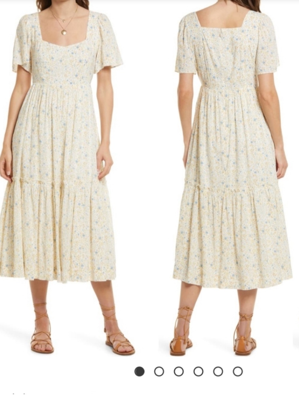 Madewell Flutter Sleeve Maxi Dress Womens 4 Cream Folkmagic Floral Tiered Boho
